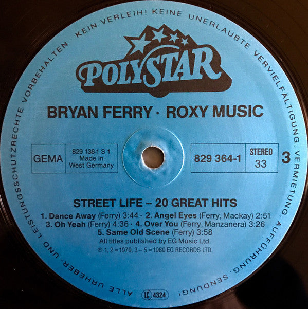 Roxy Music / Bryan Ferry -Street Life - 20 Great Hits