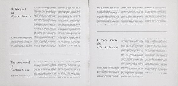 Carl Orff – Gundula Janowitz ∙ Gerhard Stolze ∙ Dietrich Fischer-Dieskau, Chor* Und Orchester Der Deutschen Oper Berlin, Eugen Jochum -Carmina Burana