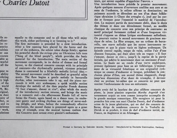 Tschaikowsky* – Martha Argerich · Charles Dutoit, Royal Philharmonic Orchestra -Klavierkonzert Nr. 1 B-Moll = Piano Concerto No. 1 In B Flat Minor