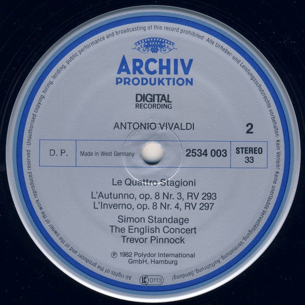 Antonio Vivaldi, The English Concert, Simon Standage ∙ Trevor Pinnock -Le Quattro Stagioni