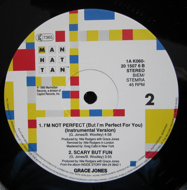 Grace Jones -I'm Not Perfect (But I'm Perfect For You) (12" Remix)