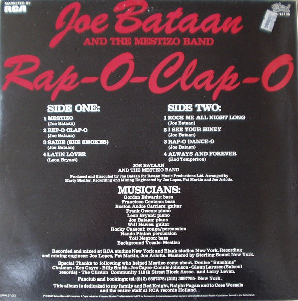 Joe Bataan And The Mestizo Band - Rap-O Clap-O