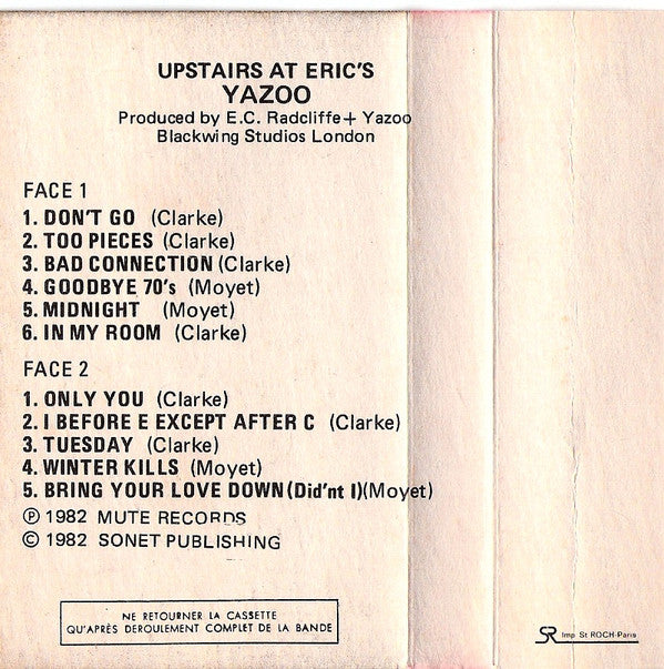 Yazoo -Upstairs At Eric's