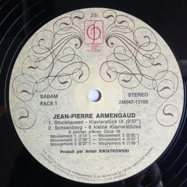 Jean-Pierre Armengaud, Karlheinz Stockhausen / Pierre Boulez / Arnold Schönberg* - Klavierstück 9 / Sonate N°3 / 6 Petites Pièces