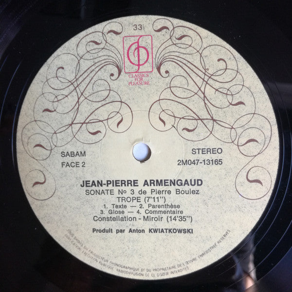 Jean-Pierre Armengaud, Karlheinz Stockhausen / Pierre Boulez / Arnold Schönberg* - Klavierstück 9 / Sonate N°3 / 6 Petites Pièces