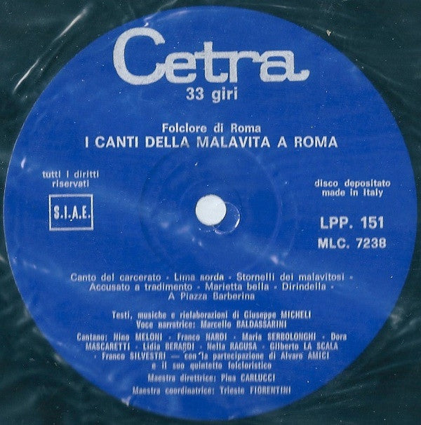 Various - I Canti Della Malavita A Roma