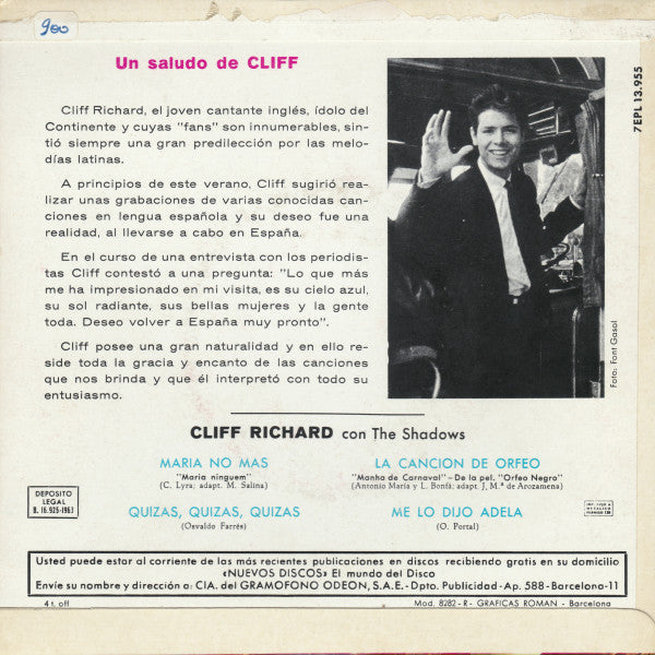 Cliff Richard Con The Shadows* - Un Saludo De Cliff