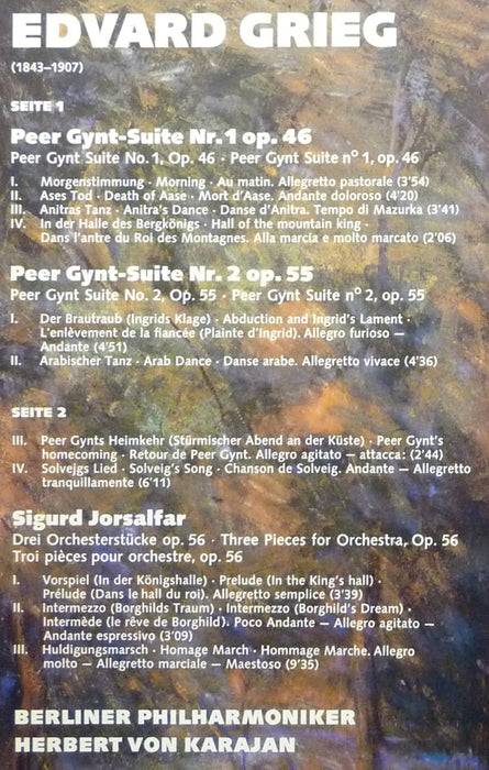 Edvard Grieg - Berliner Philharmoniker • Herbert von Karajan -Peer Gynt-Suiten 1 & 2 / Sigurd Jorsalfar