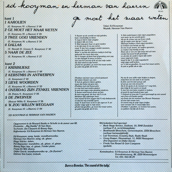 Ed Kooyman &amp; Herman Van Haeren - Ge Moet Het Maar Weten