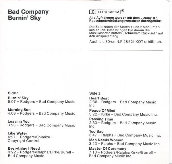 Bad Company (3) - Burnin' Sky