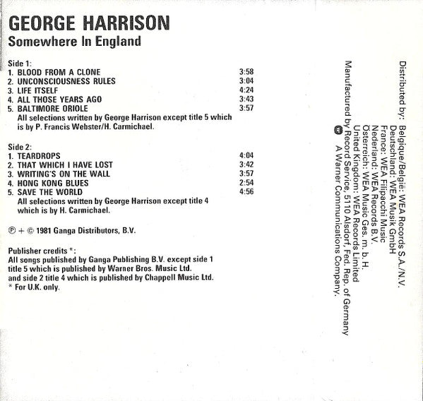 George Harrison - Somewhere In England