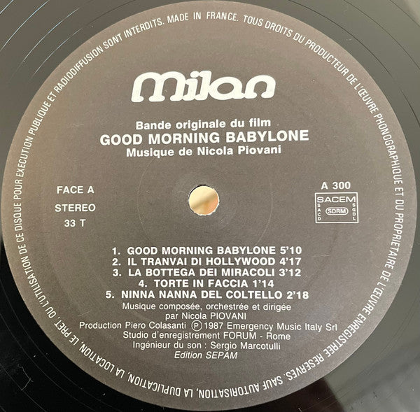 Nicola Piovani -Bande Originale Du Film « Good Morning Babylone »