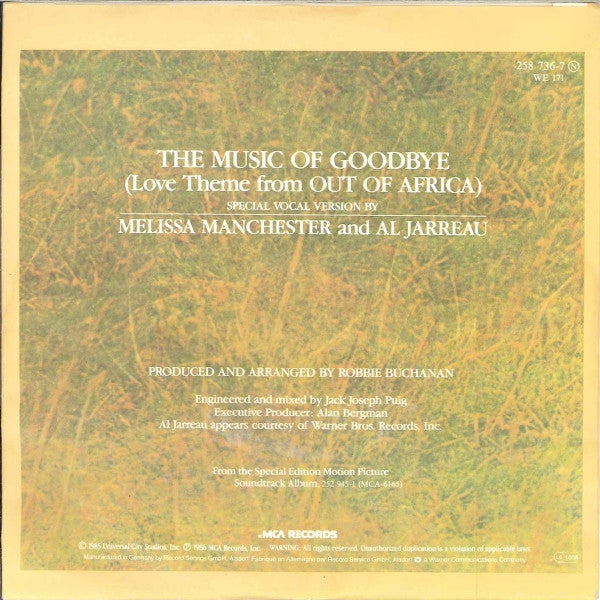 Melissa Manchester And Al Jarreau -The Music Of Goodbye (Love Theme From Out Of Africa)