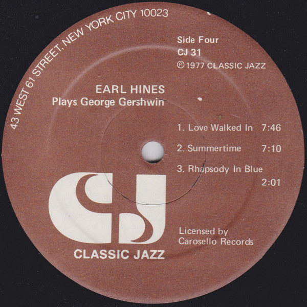 Earl Hines - Earl Hines Plays George Gershwin