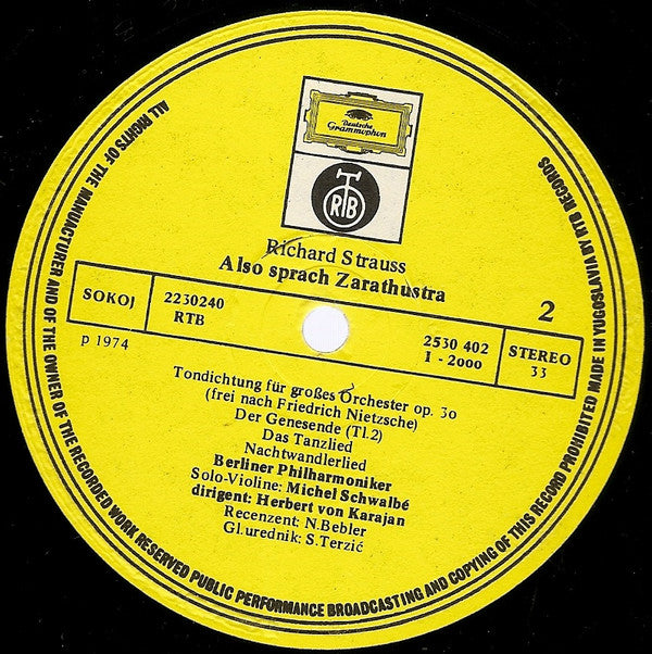 Richard Strauss - Michel Schwalbé, Berliner Philharmoniker, Herbert von Karajan - Also Sprach Zarathustra