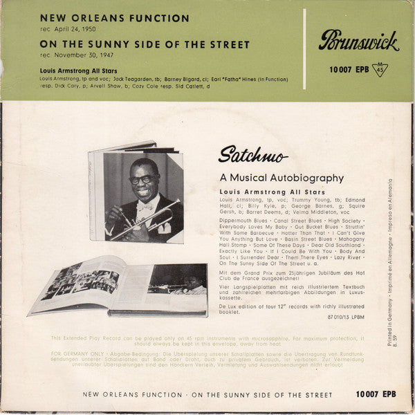 Louis Armstrong All Stars* - New Orleans Function / On The Sunny Side Of The Street