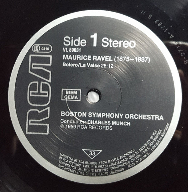 Ravel* / Debussy* – Boston Symphony Orchestra, Charles Münch* -Bolero - Rhapsodie Espagnole / Prélude A L'Après-Midi D'Un Faune