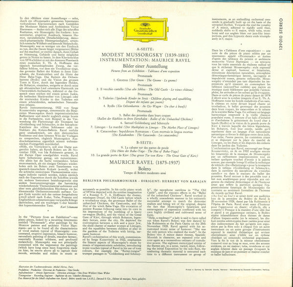 Ravel* / Mussorgsky* - Berliner Philharmoniker, Herbert von Karajan -Bolero / Tableaux D'une Exposition = Bilder Einer Ausstellung = Pictures At An Exhibition