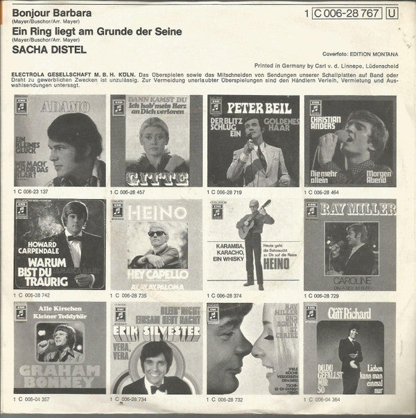 Sacha Distel -Bonjour Barbara / Ein Ring Liegt Am Grunde Der Seine