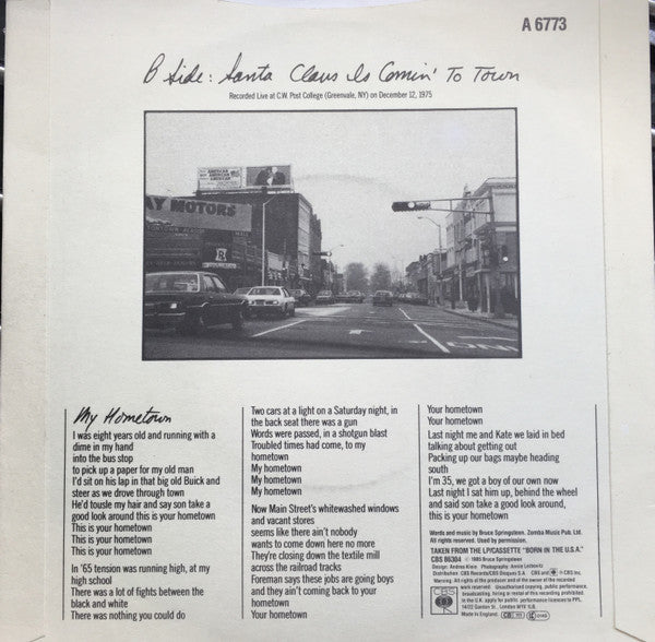 Bruce Springsteen - My Hometown / Santa Claus Is Comin' To Town