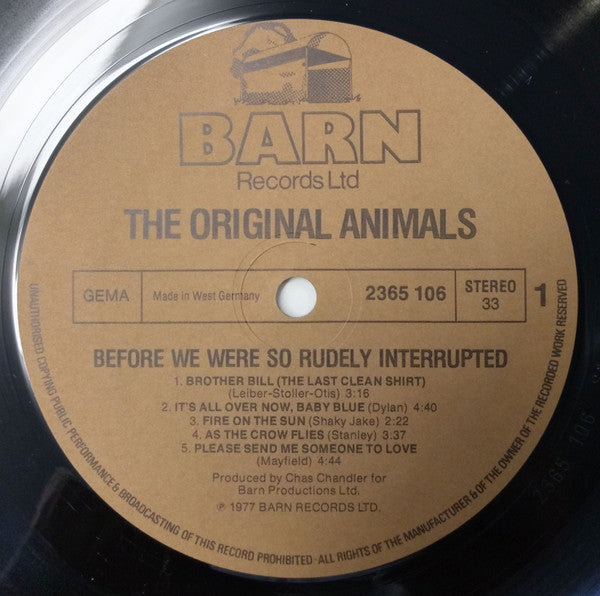The Original Animals* -Before We Were So Rudely Interrupted