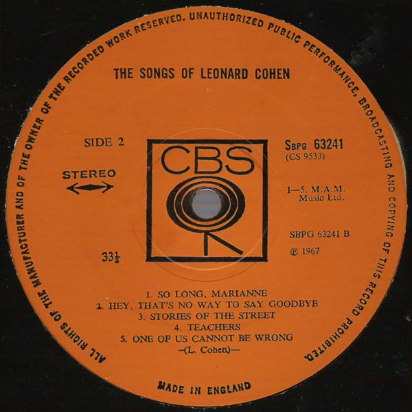 Leonard Cohen - Songs Of Leonard Cohen