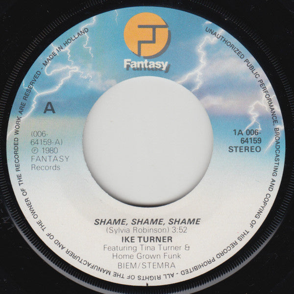 Ike Turner Featuring Tina Turner And Home Grown Funk -Shame, Shame, Shame