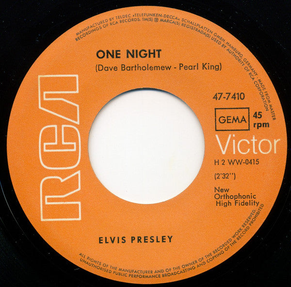 Elvis Presley -I Got Stung / One Night