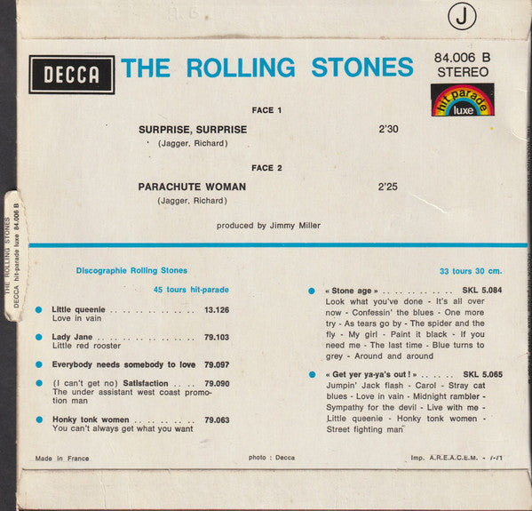 The Rolling Stones -Surprise, Surprise / Parachute Woman