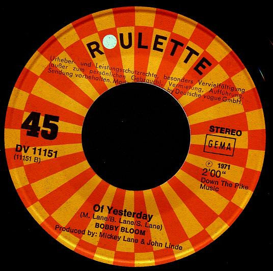 Bobby Bloom -Where Are We Going / Of Yesterday