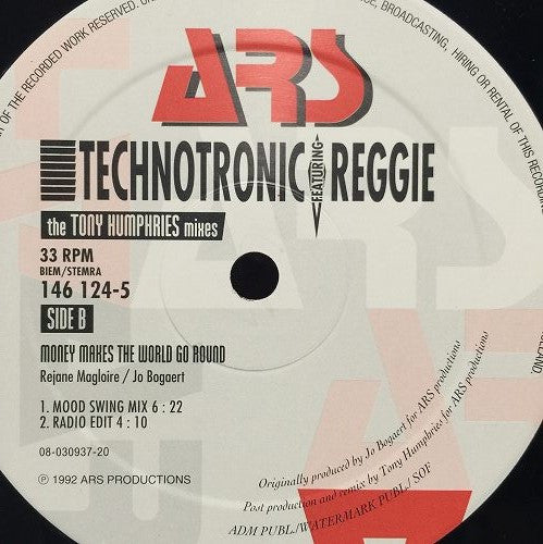 Technotronic Featuring Reggie -Money Makes The World Go Round (The Tony Humphries Mixes)