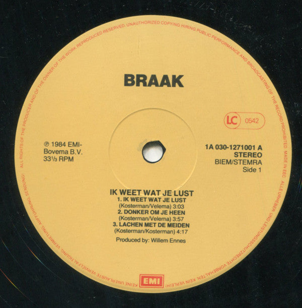 Braak -Ik Weet Wat Je Lust