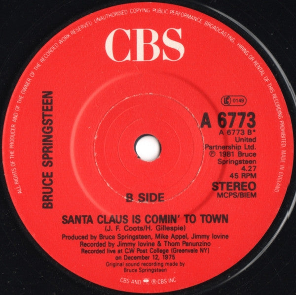 Bruce Springsteen -My Hometown / Santa Claus Is Comin' To Town