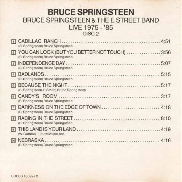 Bruce Springsteen & The E-Street Band -Live/1975-85