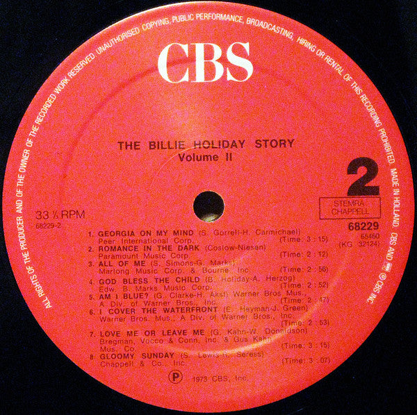 Billie Holiday -The Billie Holiday Story Volume II