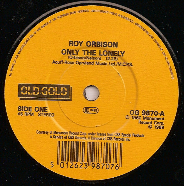 Roy Orbison -Only The Lonely / Blue Angel