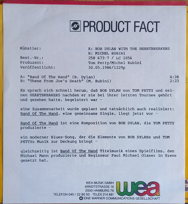 Bob Dylan With The Heartbreakers* - Band Of The Hand