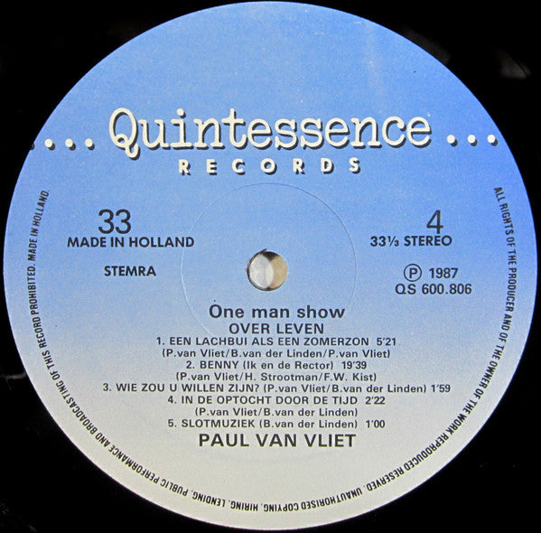 Paul Van Vliet (2) -One Man Show: Over Leven