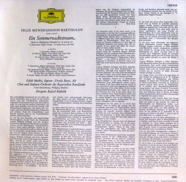 Mendelssohn-Bartholdy* - Chor* und Sinfonie-Orchester Des Bayerischen Rundfunks* · Rafael Kubelik - Ein Sommernachtstraum
