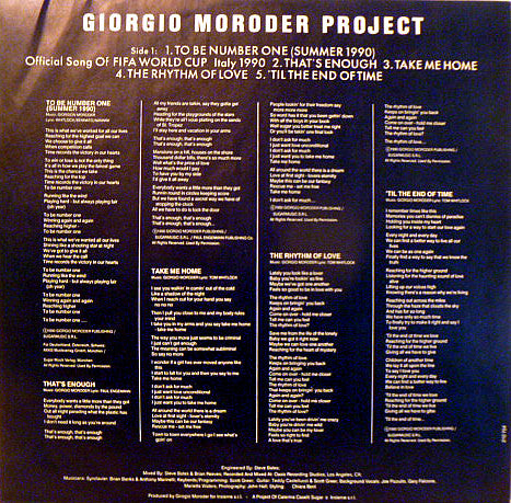 Giorgio Moroder Project -To Be Number One (Summer 1990)
