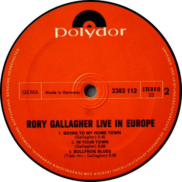 Rory Gallagher -Live! In Europe