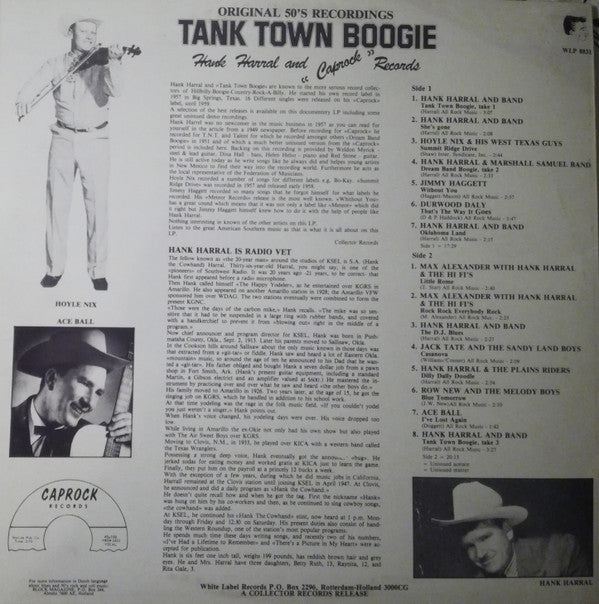 Hank Harral / Various -Tank Town Boogie (Hank Harral And  "Caprock" Records)