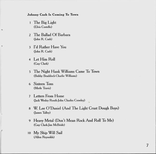 Johnny Cash -Johnny Cash Is Coming To Town / Boom Chicka Boom