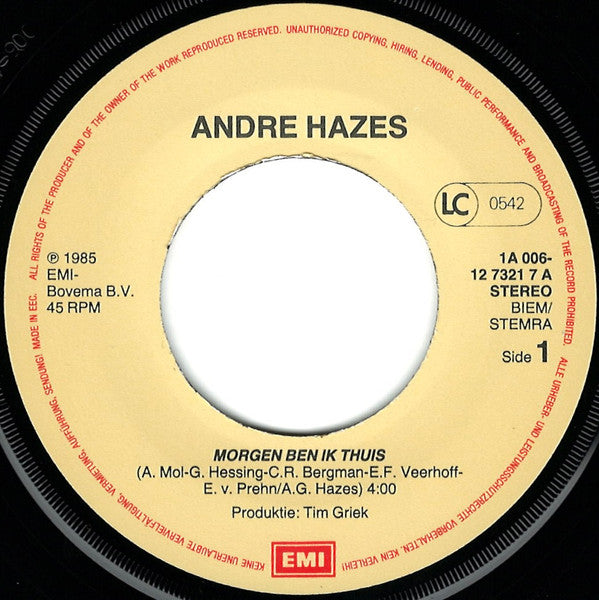 André Hazes -Morgen Ben Ik Thuis