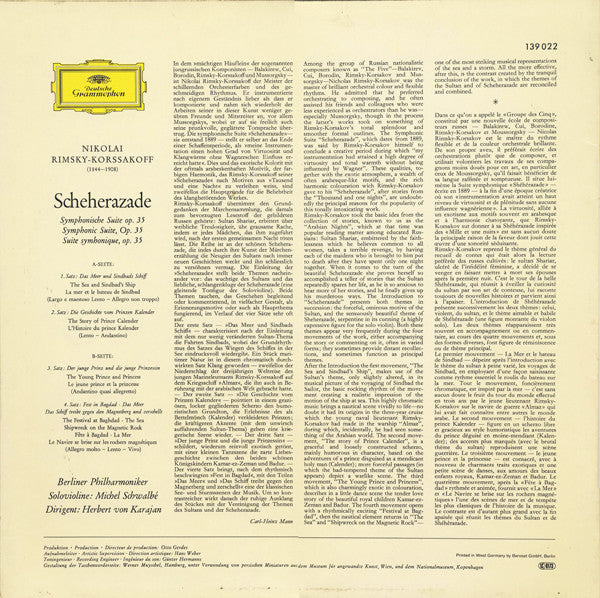 Rimsky-Korssakoff* / Berliner Philharmoniker • Herbert von Karajan - Scheherazade