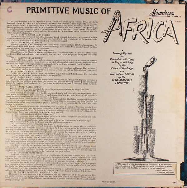 The People Of The Congo* -Primitive Music Of Africa