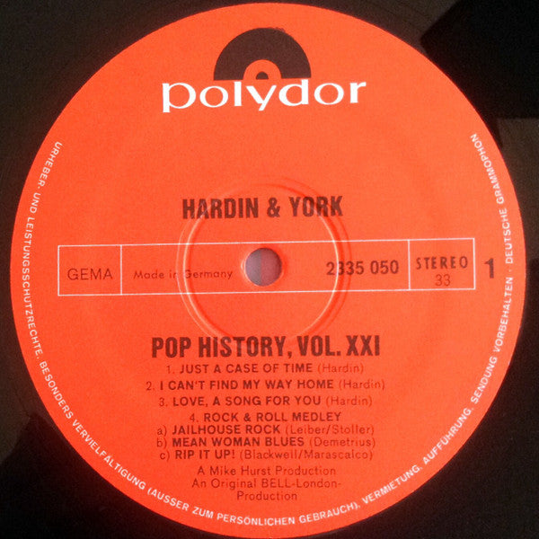 Hardin & York -Pop History Vol 21