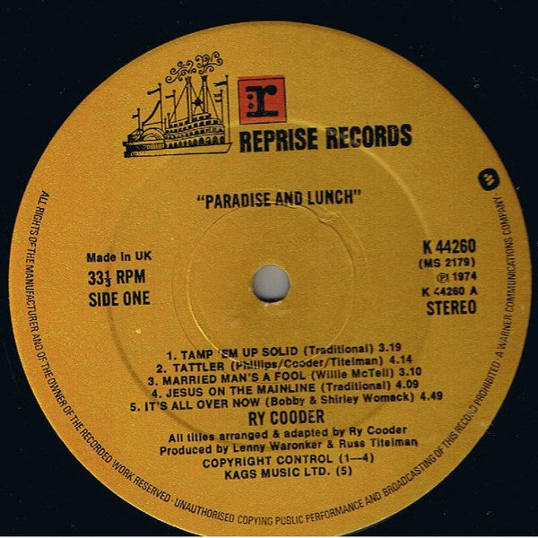 Ry Cooder -Paradise And Lunch