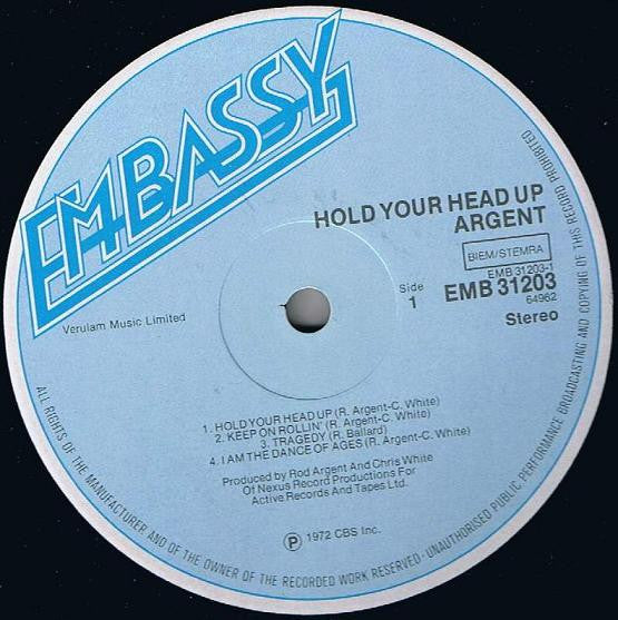 Argent -Hold Your Head Up