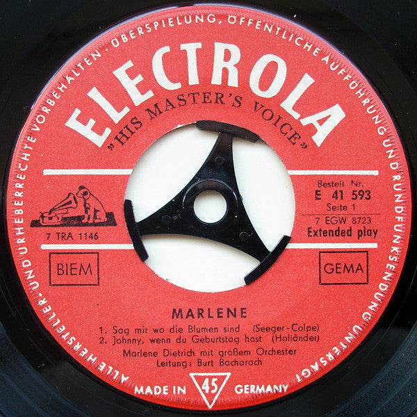 Marlene Dietrich / Orchester Burt Bacharach* -Marlene